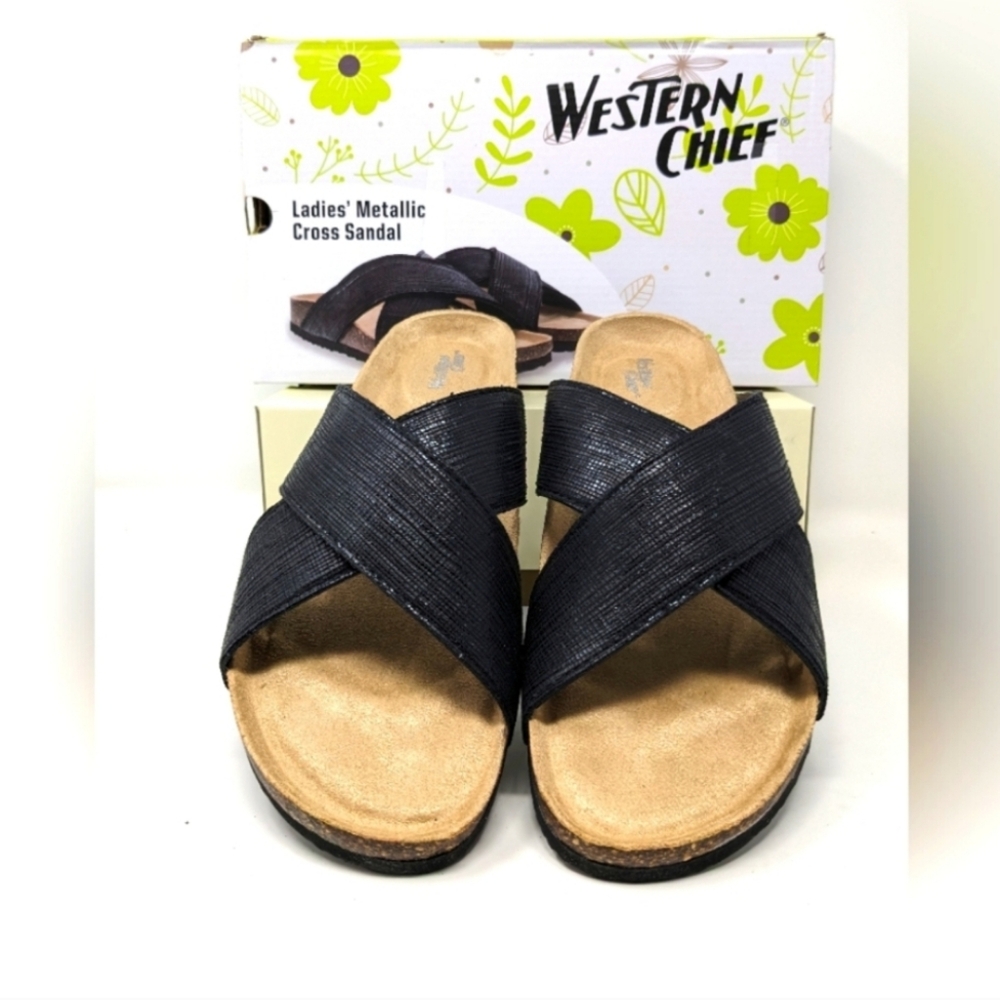 Western Chief Ladies’ Crossband Sandal black New